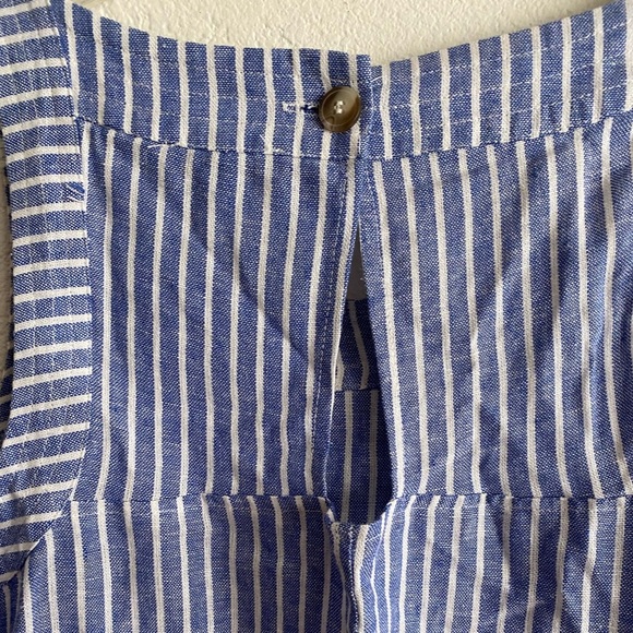 ForCynthia Linen Blend Striped Knee Length Shift Dress M - Picture 9 of 11